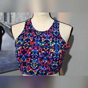 TYR Geometric Swim Bikini Top Women’s Medium Racerback Athletic Style